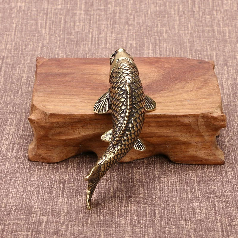 Solid Brass Carp Fish Statue – Feng Shui Desktop Ornament