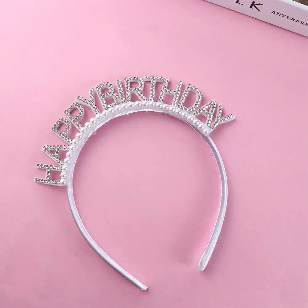 Rhinestone Crown Happy Birthday Headband – Queen Hair Hoop
