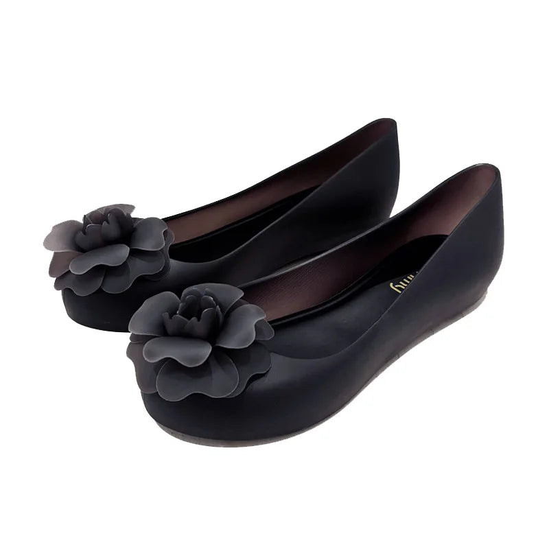 Women's Floral Jelly Flat Sandals – Soft Slip-On Beach Shoes