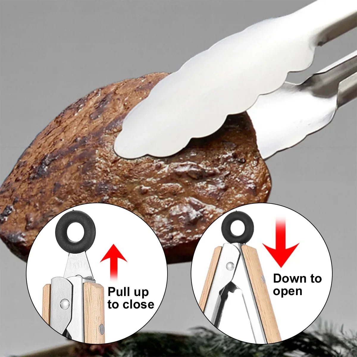 Leeseph Stainless Steel Food Tongs 7- Length Heavy Duty Kitchen