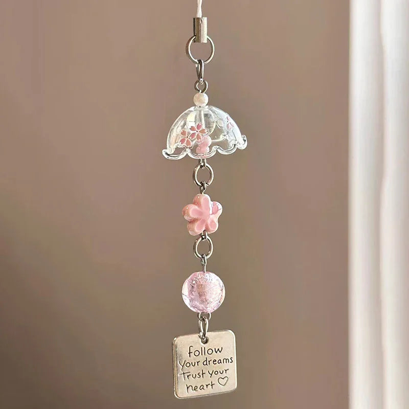 Transparent Keychain Cute Wind Chime Pendant Keyring Mobile Phone