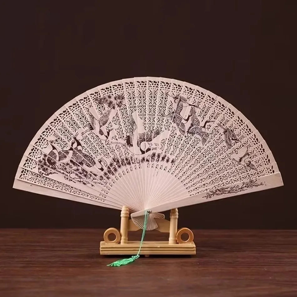 Carved Sandalwood Folding Fan – Chinese Style Gift Box