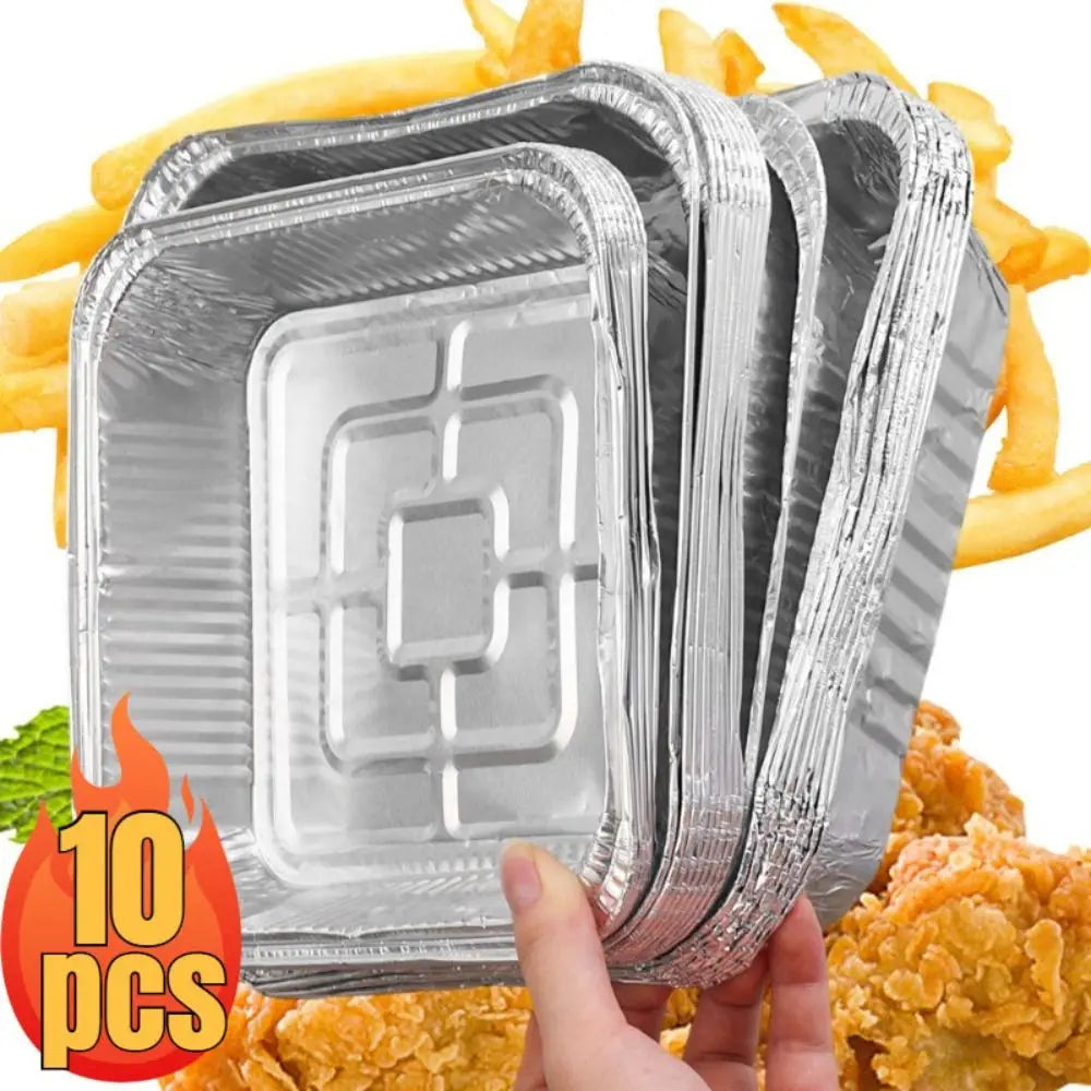 10-Pack Aluminum Foil Trays for Air Fryer, Oven & BBQ