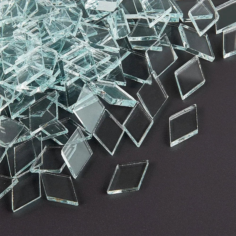 330 PCS Clear Diamond Glass Mosaic Tiles – Crystal Rhombus Craft
