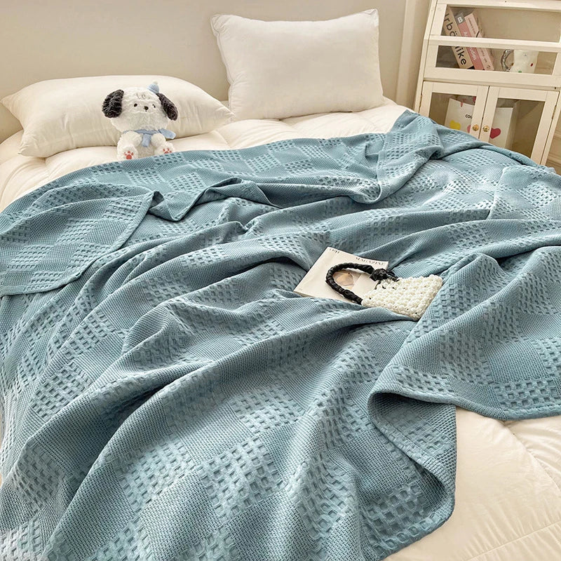 Battilo 100% Cotton Waffle Throw Blanket – Soft & Breathable