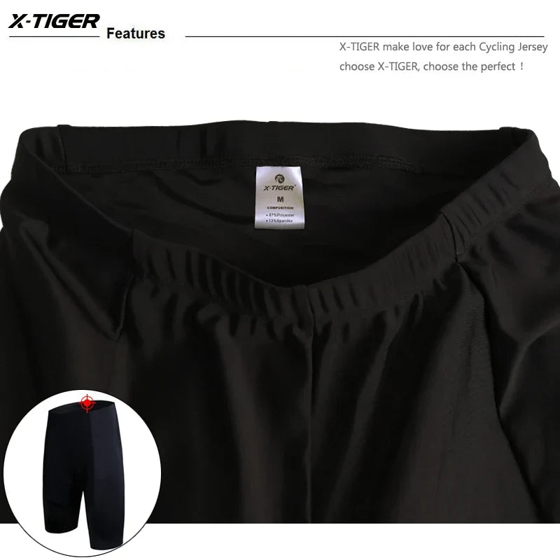 X-TIGER Men's Gel Padded Cycling Shorts – UV Protection