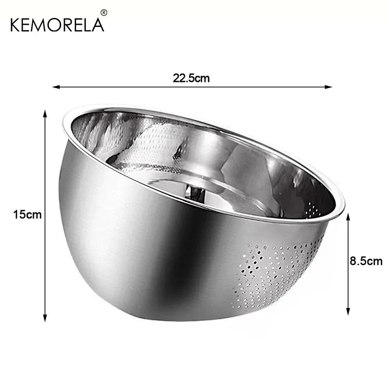 Stainless Steel Rice Washing Bowl & Colander Basket | KEMORELA