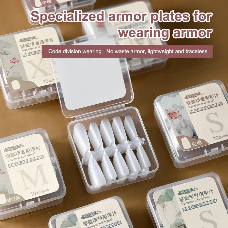 100 PCS Coffin Press On Nails – Clear Fake Nail Tips