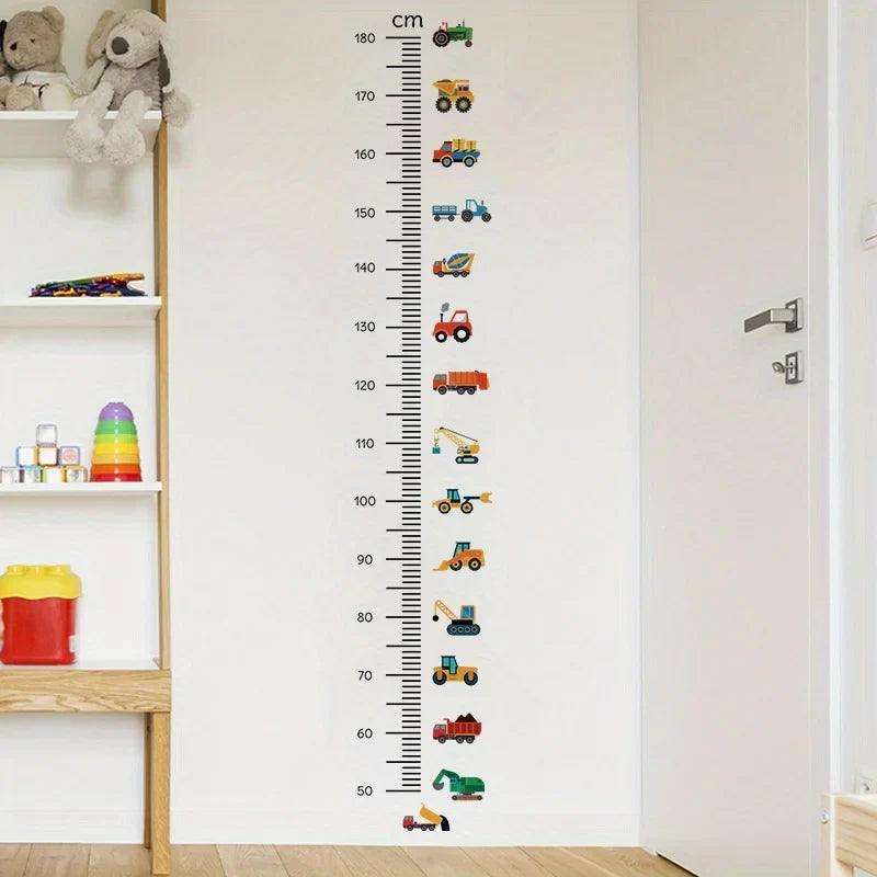 Construction Crane Kids Height Ruler Wall Sticker | Boys Gift