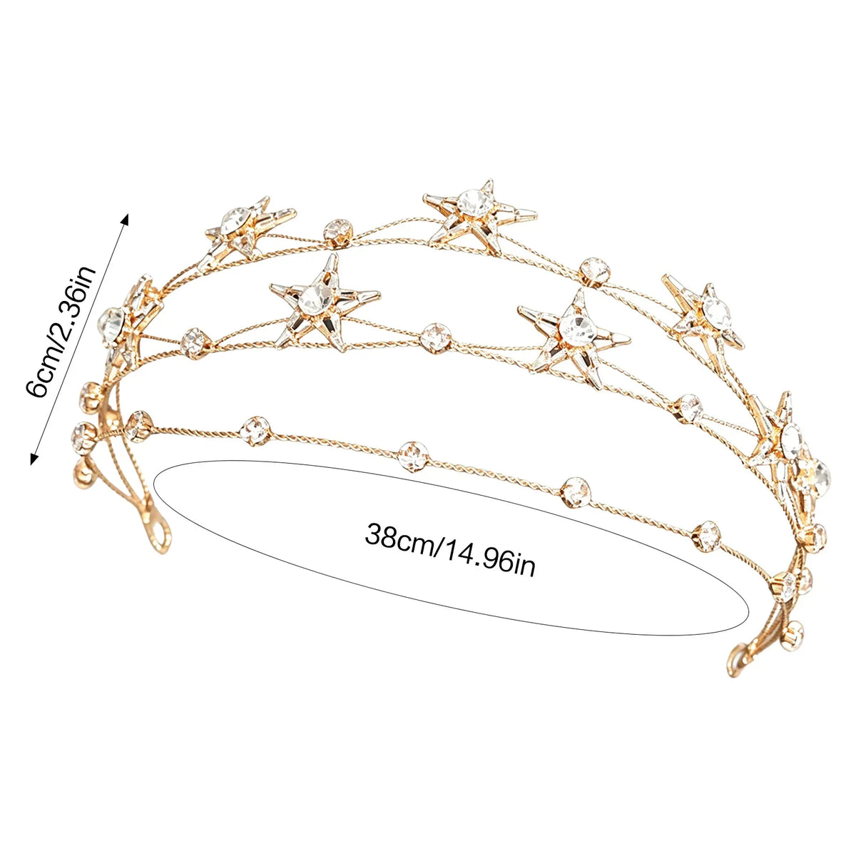 Baroque Star Rhinestone Bridal Headband | Gold Alloy Hairband
