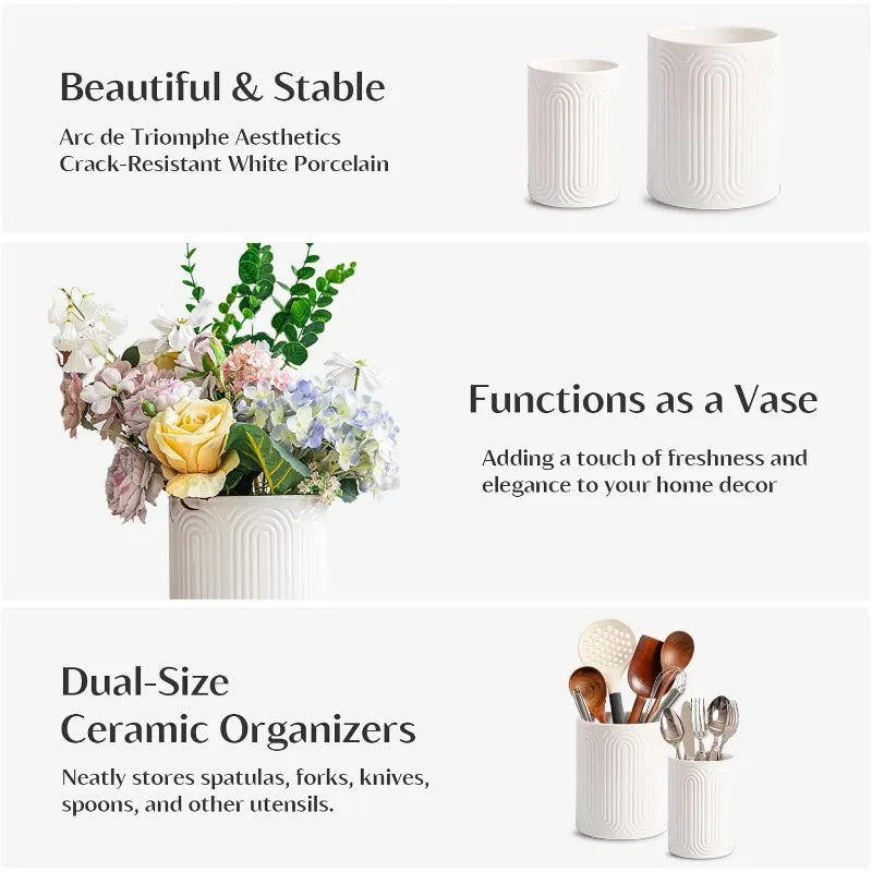 Ceramic Arch Utensil Holder – Farmhouse Kitchen Organizer