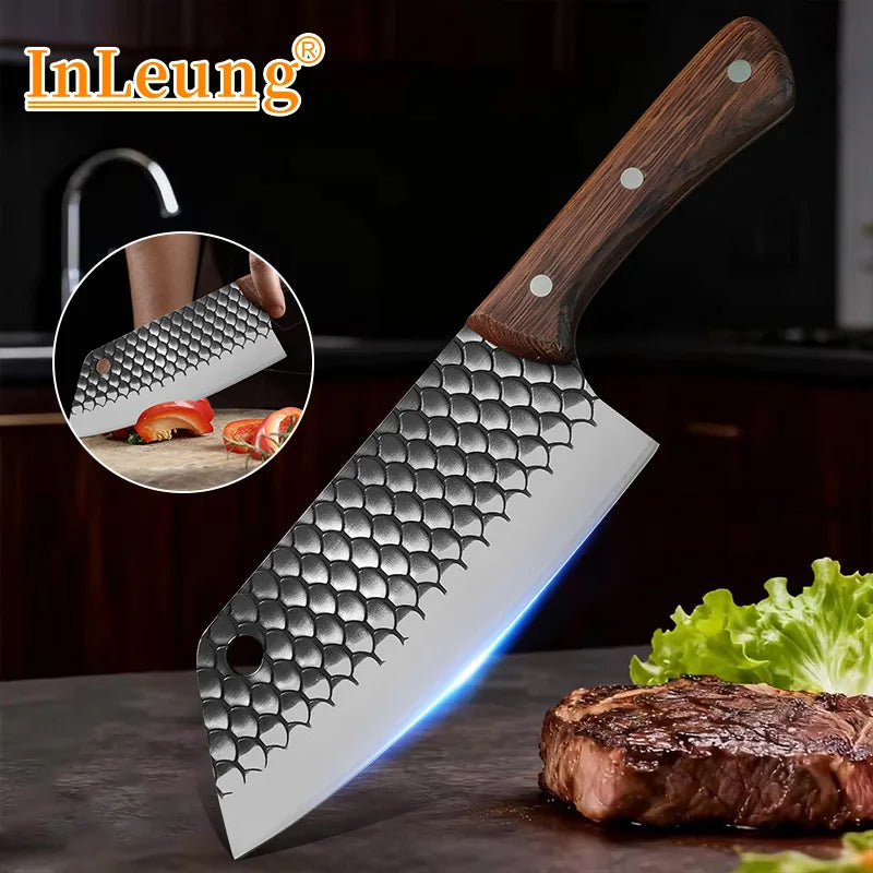 InLeung Forged Steel Cleaver Chef's Knife – Wood Handle