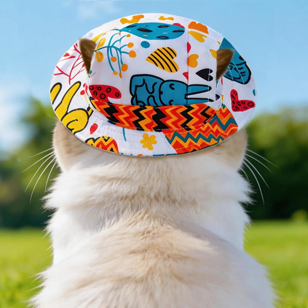 Adjustable Pet Sun Hat for Cats & Small Dogs | UV Brim