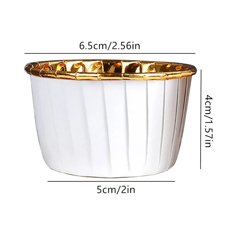 Gold Foil Rolled Paper Cups Muffin Cupcake Wedding Party Decorations