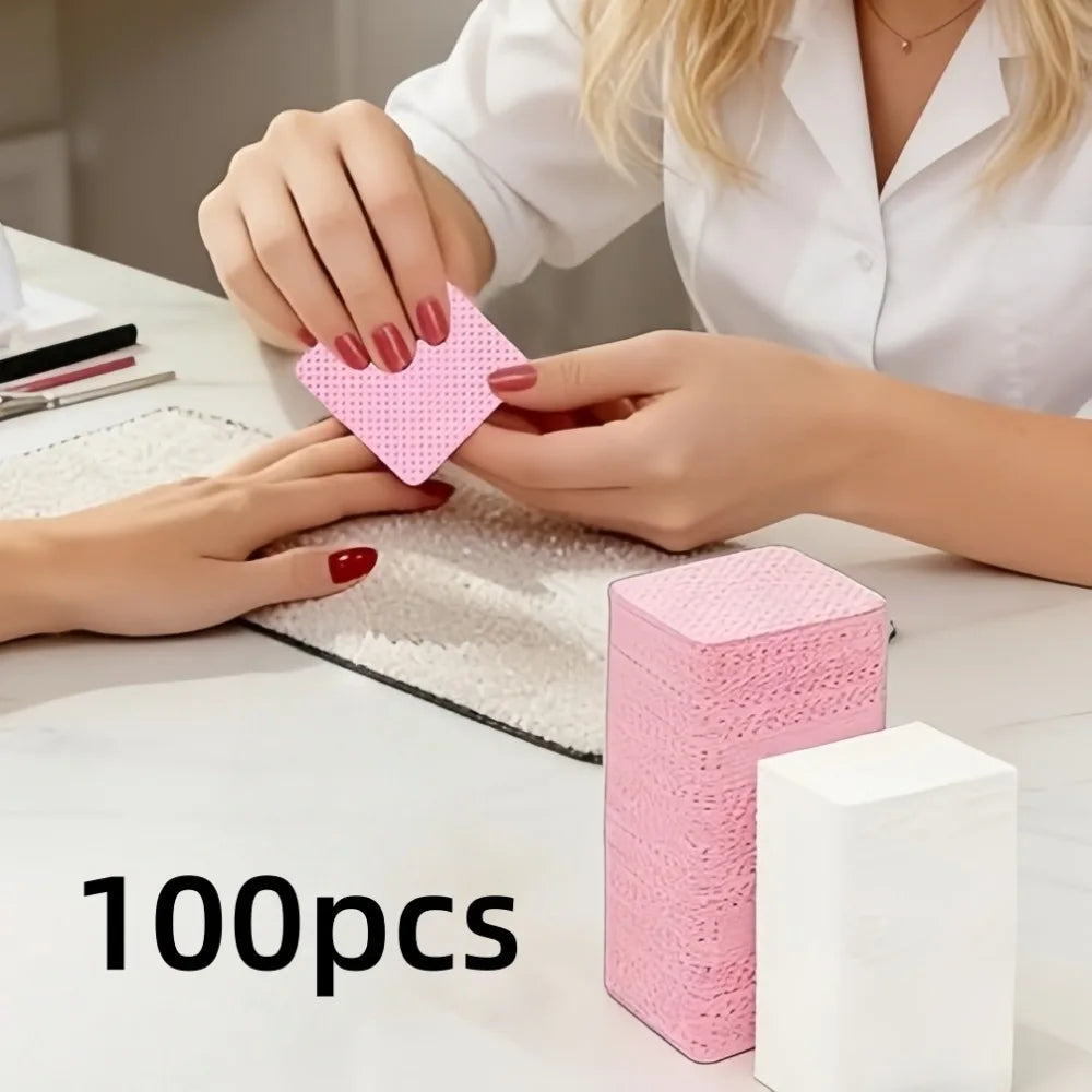 100 Pcs Non-Woven Nail Wipes – Lint-Free Polish Remover Pads