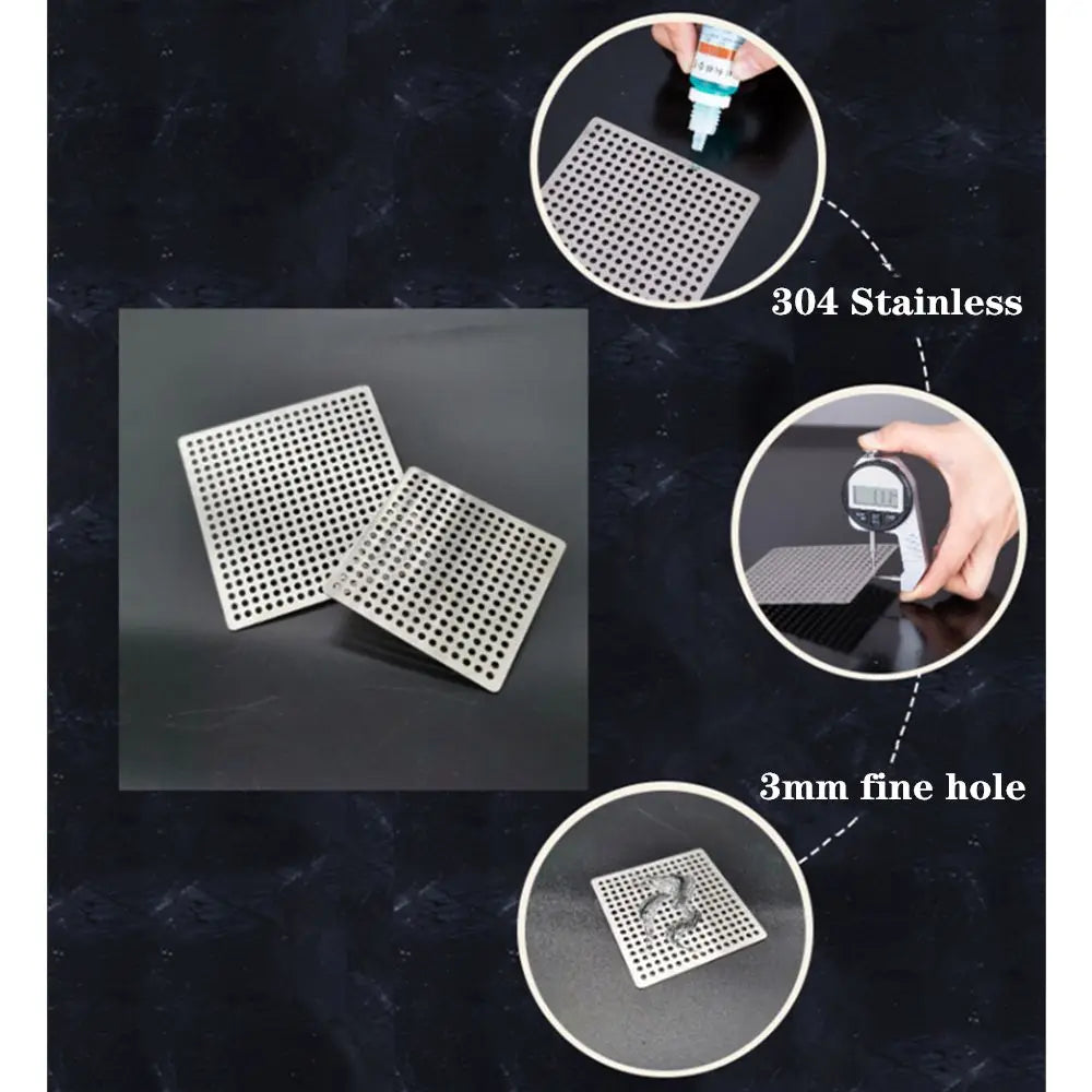 Stainless Steel Square Drain Hole Shower Hair Catcher Filter Stopper