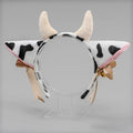Cartoon Plush Cow Ears Horn Headband Small Bells Ribbon Bow Anime