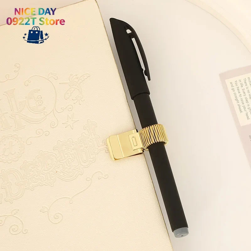 Retro Spring Metal Pen Clip Portable Notebook Fixing Clamp Student