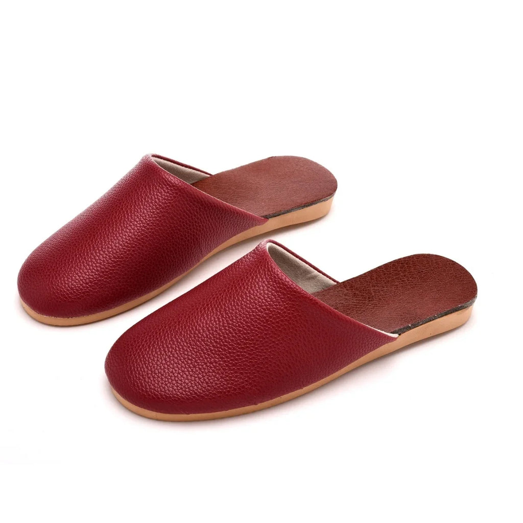 Lorilury Black PU Leather Indoor Slides – Non-Slip Unisex