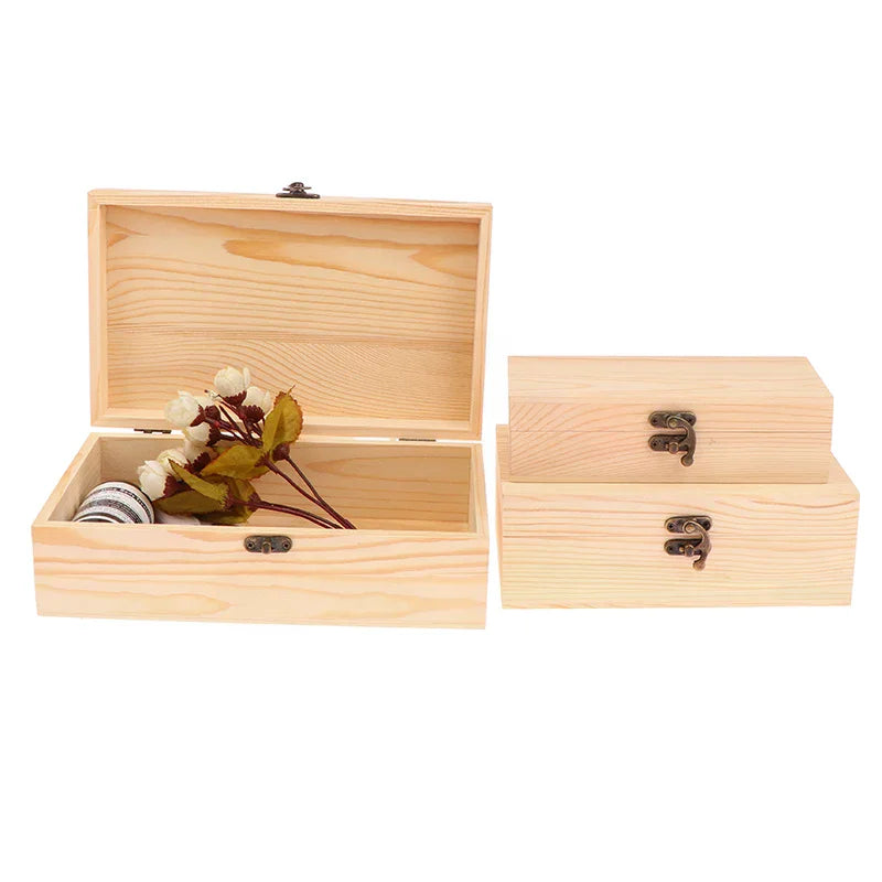 Rectangular Wooden Storage Box Organizer Case Simple Container