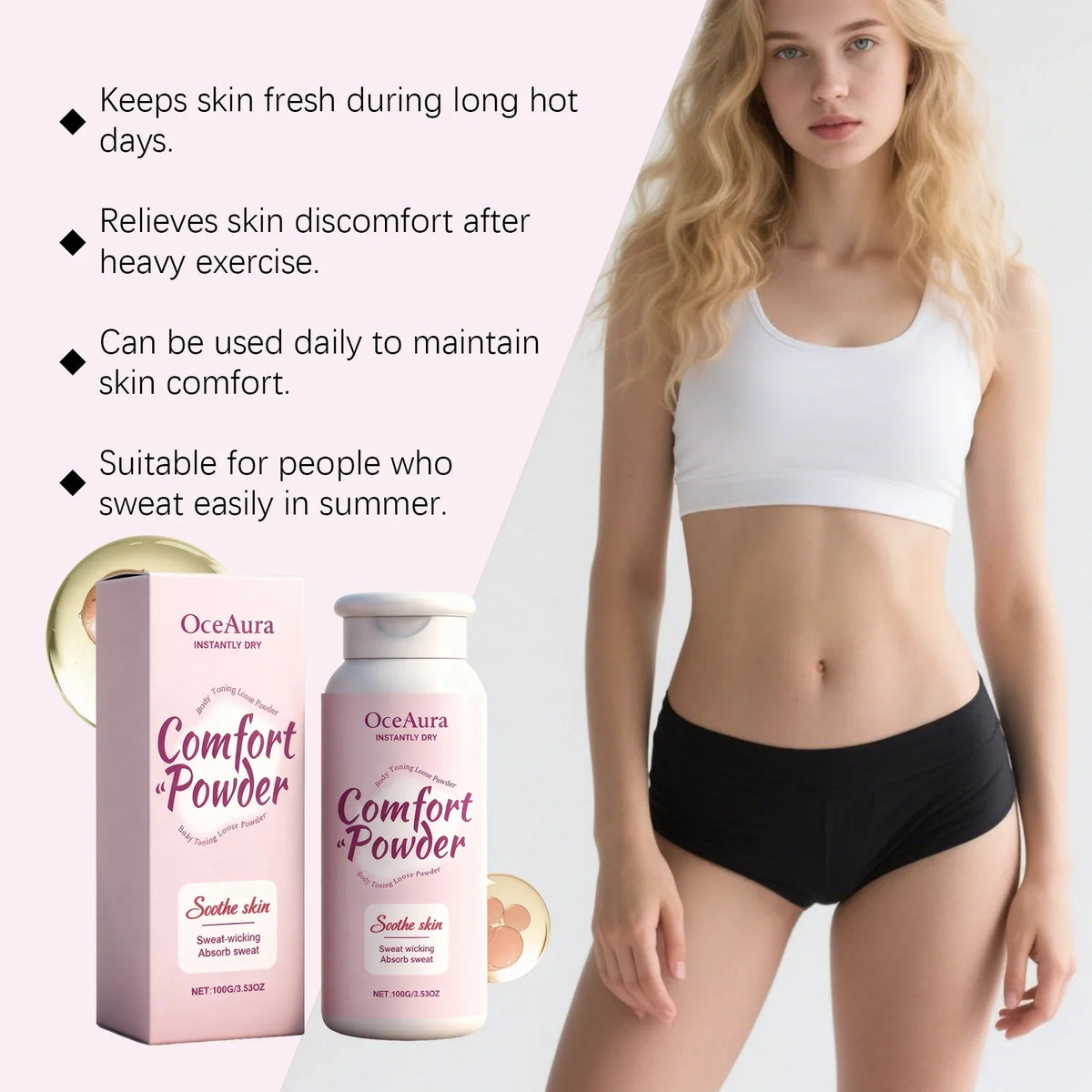 OceAura Comfort Body Powder | Sweat & Odor Control 100ml