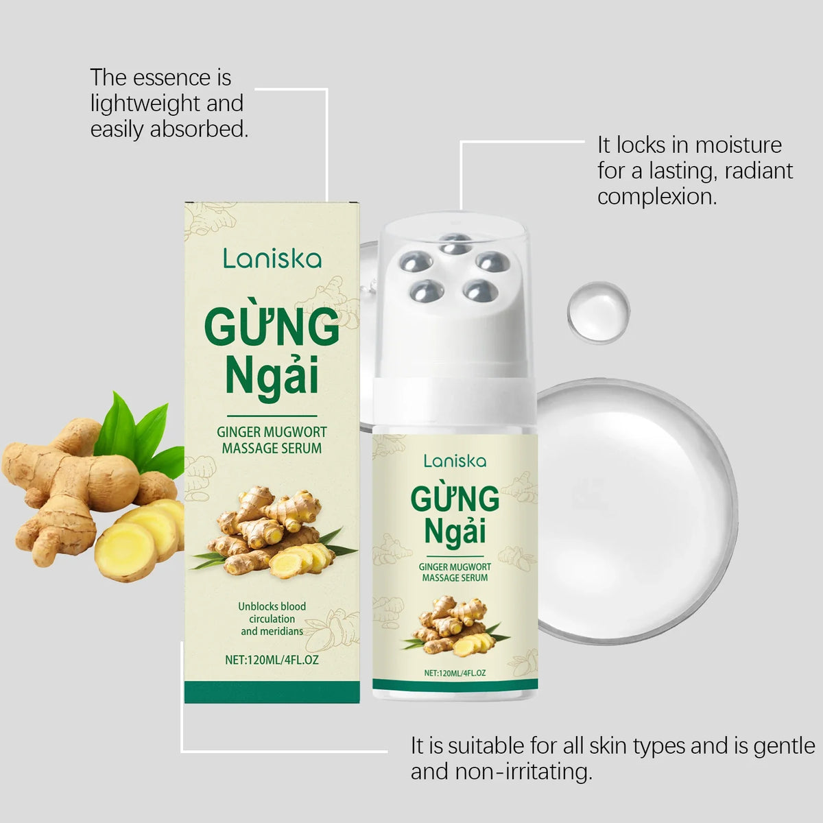 Ginger & Mugwort Roller Massage Oil – Neck & Shoulder Care