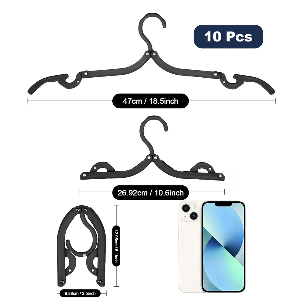 10-Pack Foldable Travel Hangers | Portable Camping Clothes Hangers