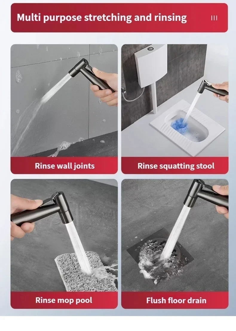 Handheld Bidet Sprayer & Retractable Faucet Hose Extender