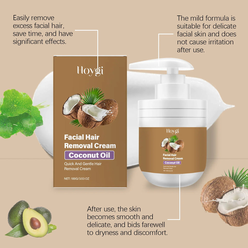 Coconut Hair Removal Cream 100g | Gentle Face Depilatory