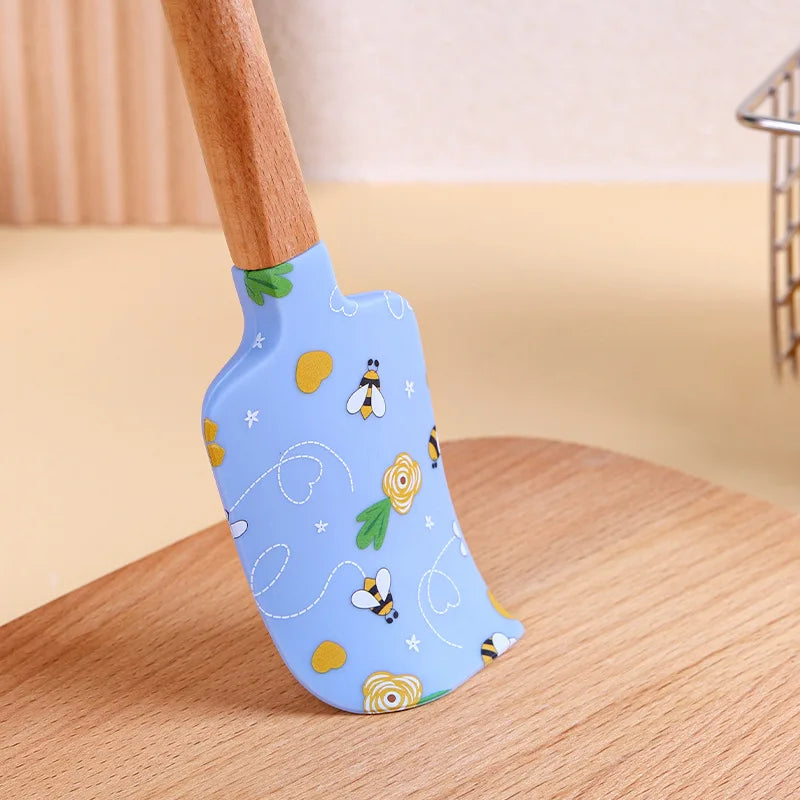 Christmas Non-stick Silicone Cake Spatula Wooden Handle Chocolate