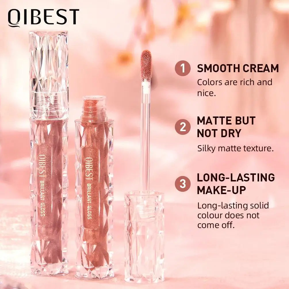 QiBest Diamond Shimmer Lip Gloss – 10 Colors Glitter Pearl Glaze