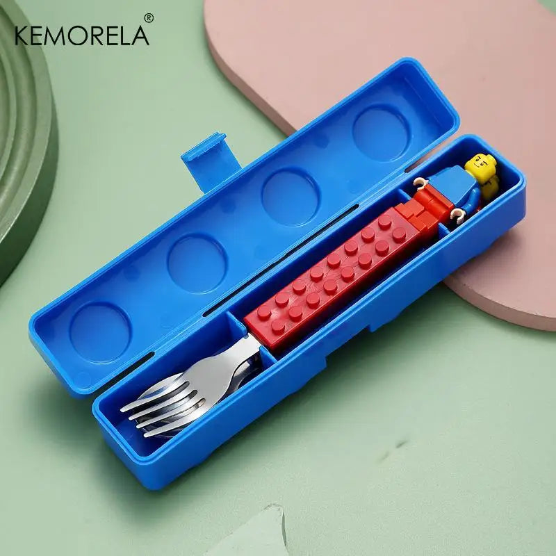 Building Blocks Kids Cutlery Set – Stainless Steel Fork & Spoon