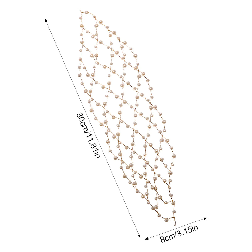 Pearl Embellished Mesh Headband for Women | Elastic Hair Band