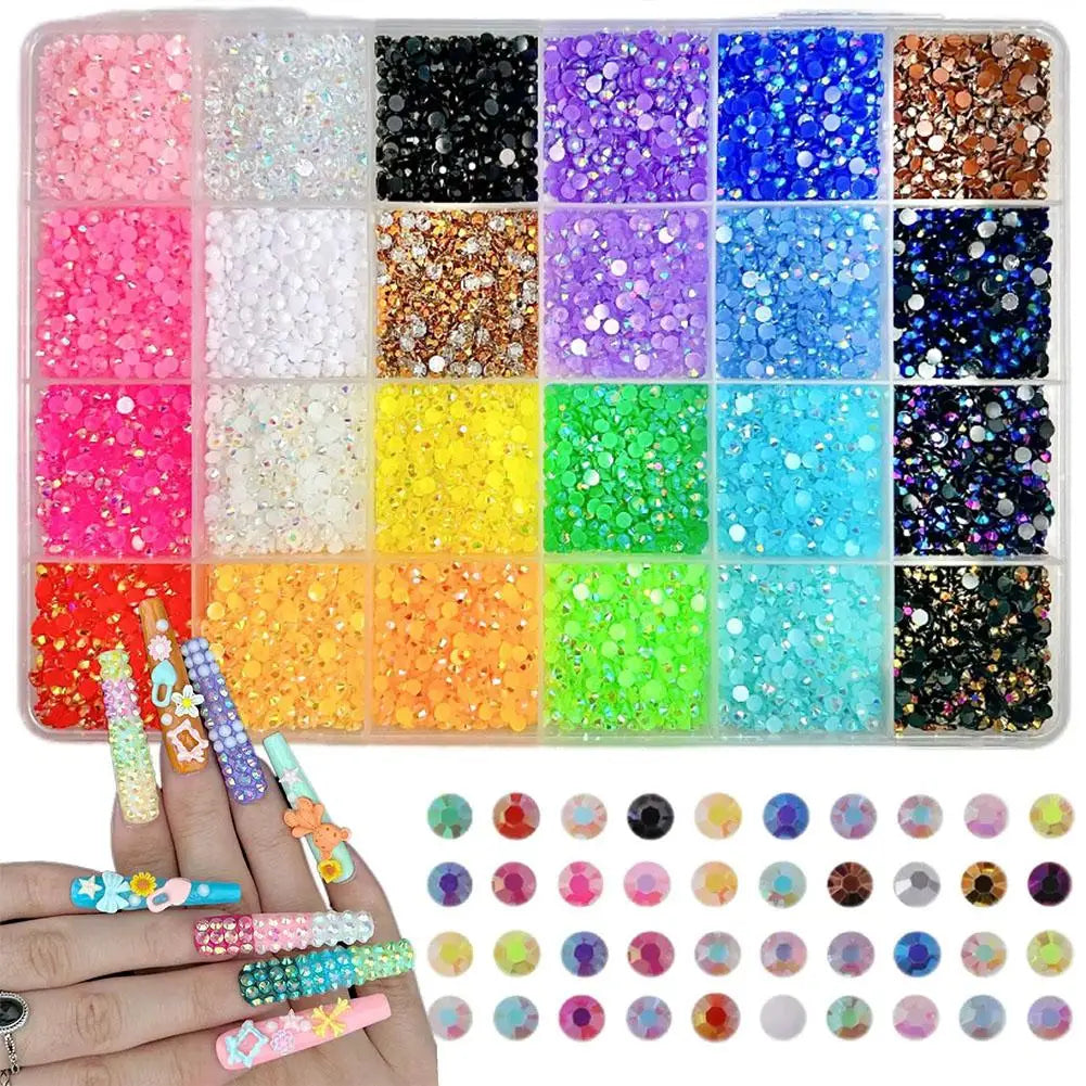 3D Nail Rhinestones Kit – 24-Grid Bedazzling Charms & Craft Set