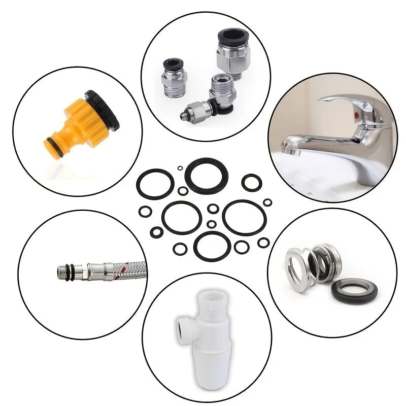 200pc Rubber O-Ring Assortment Kit – Multi-Size Gasket Seals