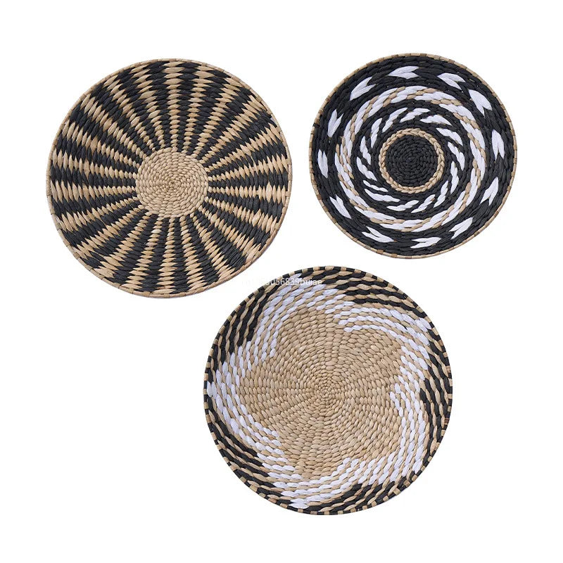 Boho Hand Woven Rattan Wall Basket | Farmhouse Decor