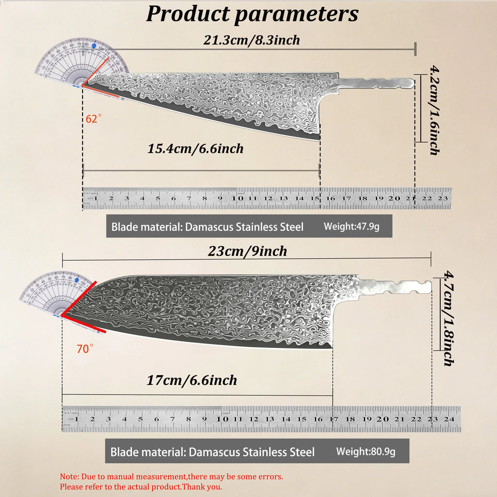 Damascus Steel Cleaver Blade Blank – Hand Forged DIY Knife