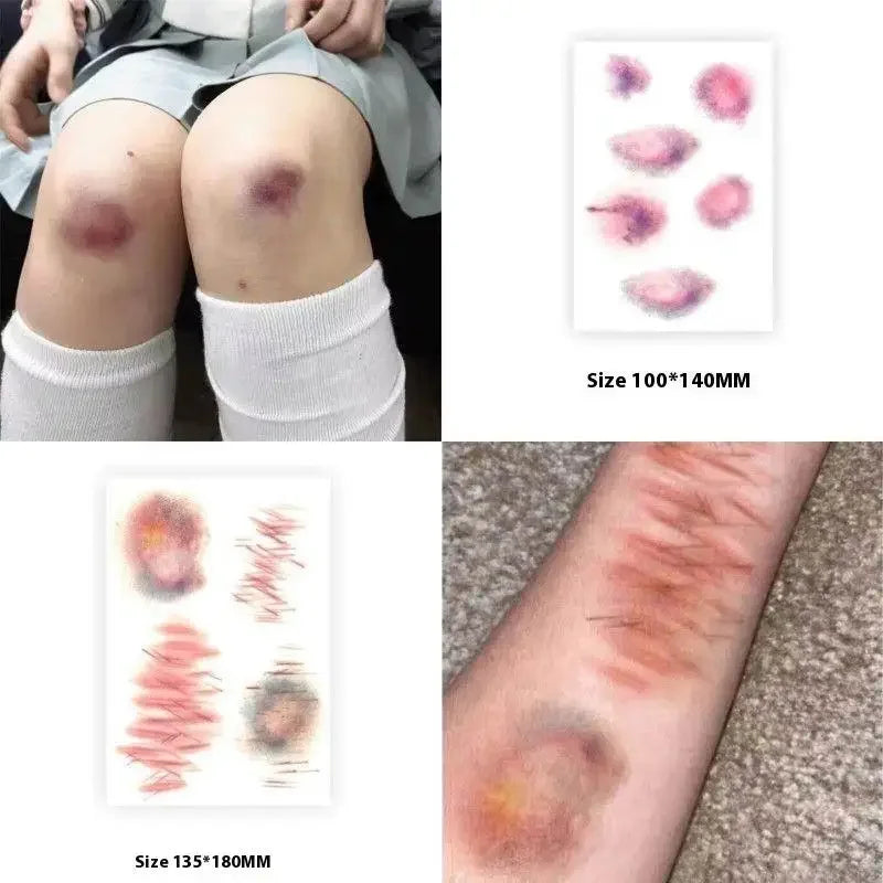 Halloween Fake Scar & Bruise Temporary Tattoos – 4 Sheets Cosplay