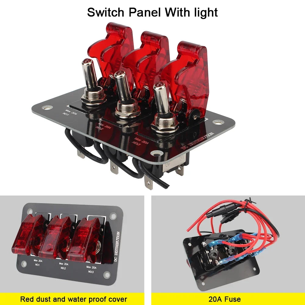12V–24V Toggle Switch Panel 20A | Car Truck Caravan Waterproof