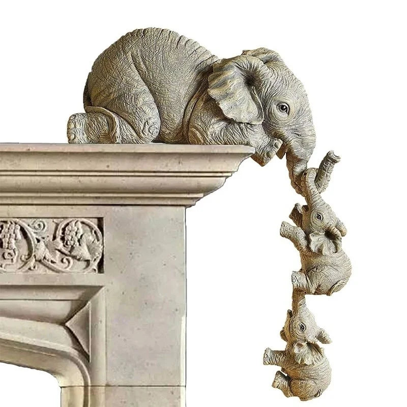 3-Piece Elephant Figurines Set – Resin Animal Home Décor Gift