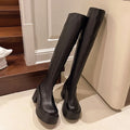 Women's Over-the-Knee Chunky Heel Boots – Slip-On Round Toe