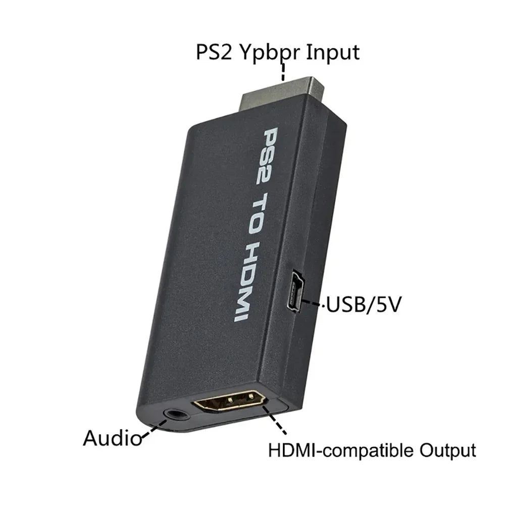 PS2 to HDMI Converter Adapter | 1080P HD + 3.5mm Audio
