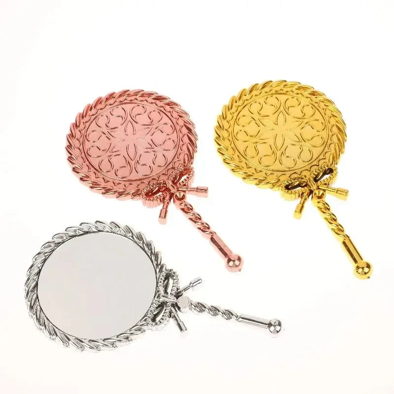 Portable Vintage Handheld Makeup Mirror Hand Hold Round Cosmetic