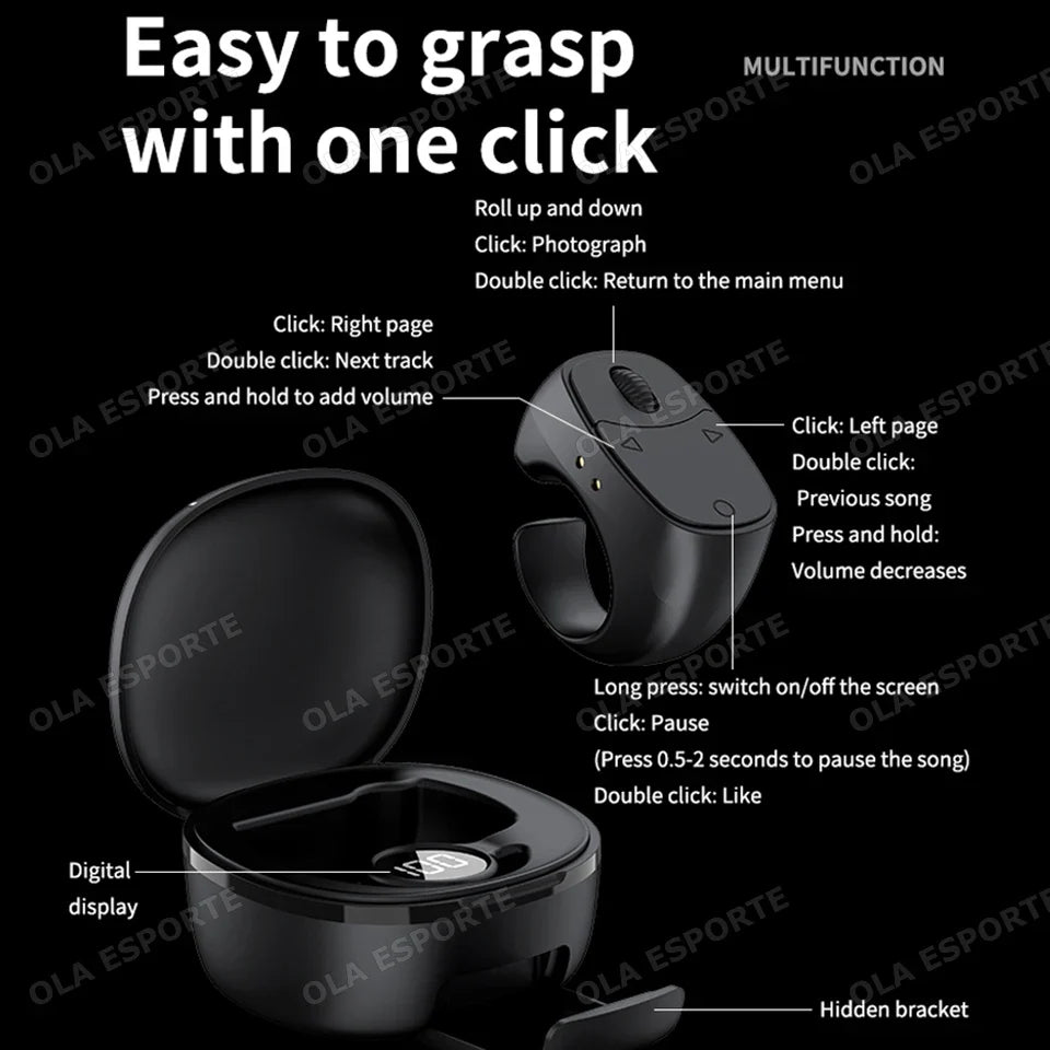 JX-12 Bluetooth Ring Remote – Selfie, Page Turner & Scroller