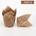 50pcs Newspaper Style Tulip Cupcake Liners | Baking Cups