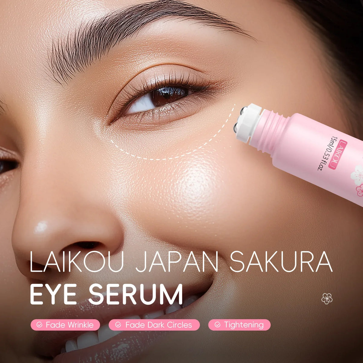 LAIKOU Sakura Anti-Wrinkle Eye Cream – Hyaluronic Acid Roller