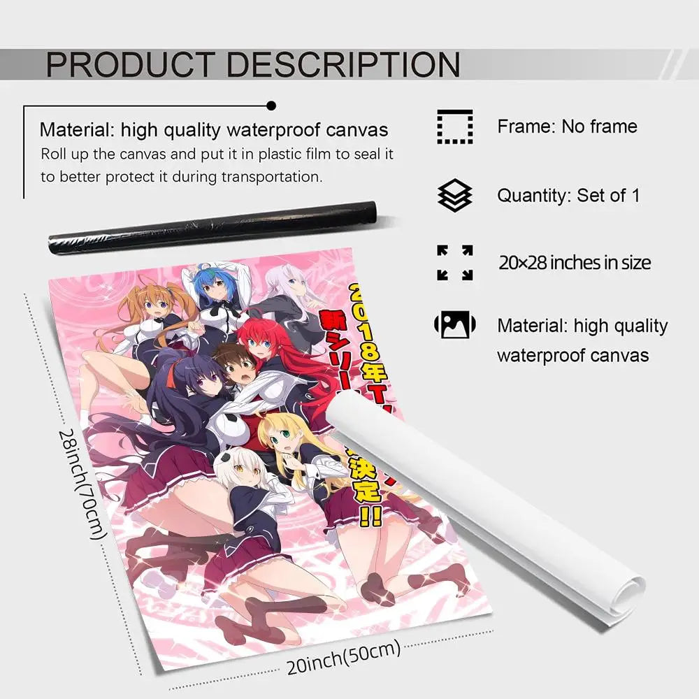 Anime High School DxD Unframed Canvas Wall Art Poster