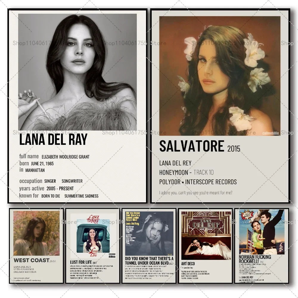 Lana Del Rey Album Wall Poster – Self-Adhesive Waterproof Sticker