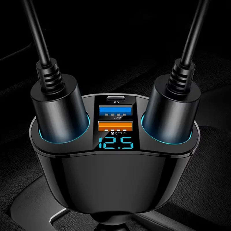 Dual-Port Car Charger PD 20W + QC 3.0 with Digital Display