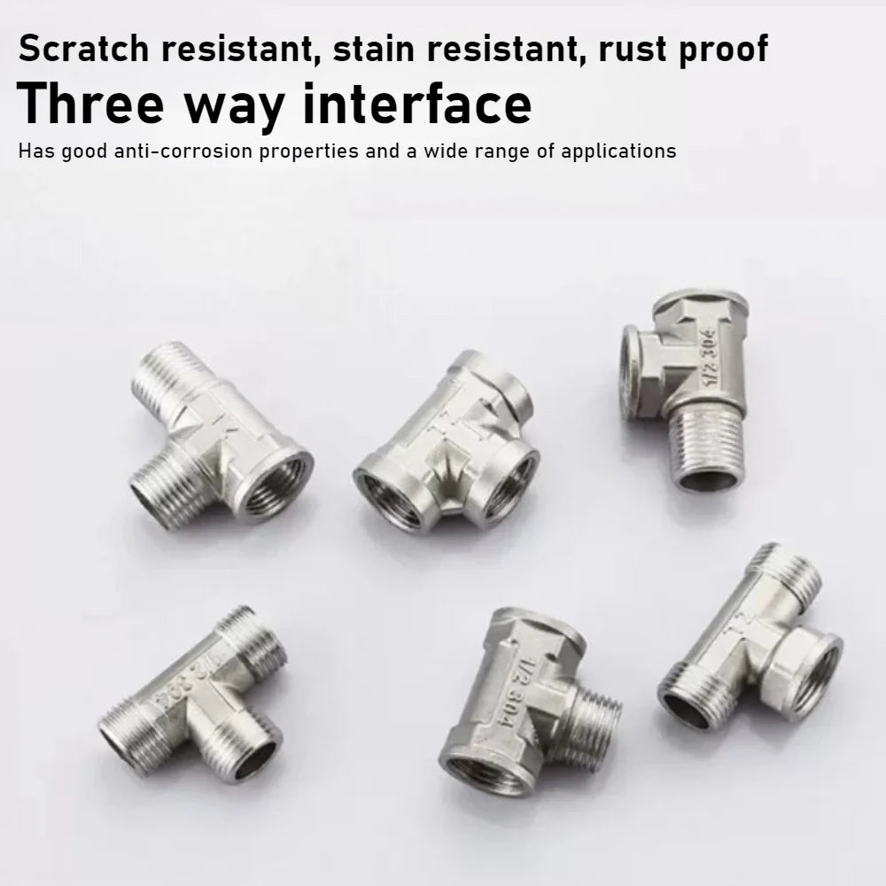 G1/2 Stainless Steel 3-Way T-Adapter Shower Water Splitter Valve